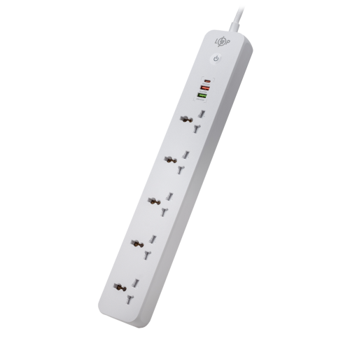 Мережевий фільтр (подовжувач) LP (5x220V-2500W, 1xUSB-38W/PD/QC3.0, 1xType-C 20W, 1xUSB 18W)