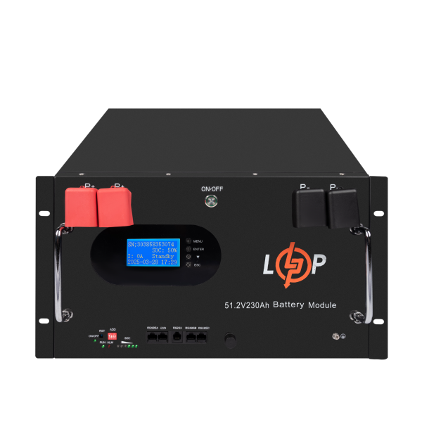 Акумулятор LP LiFePO4 51,2V - 230 Ah (11776Wh) (Smart BMS 200A) с LCD RM AB RS485/CAN