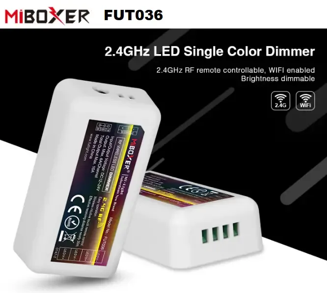 2.4G димер Miboxer Mi-light FUT036 10А для одноколірних світлодіодних стрічок. Для 4 зонних пультів