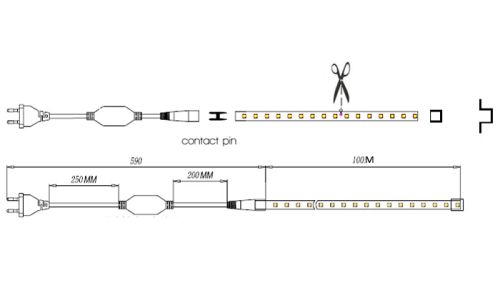 Кабель живлення PROLUM™ для LED стрічки 220V - 12ММ