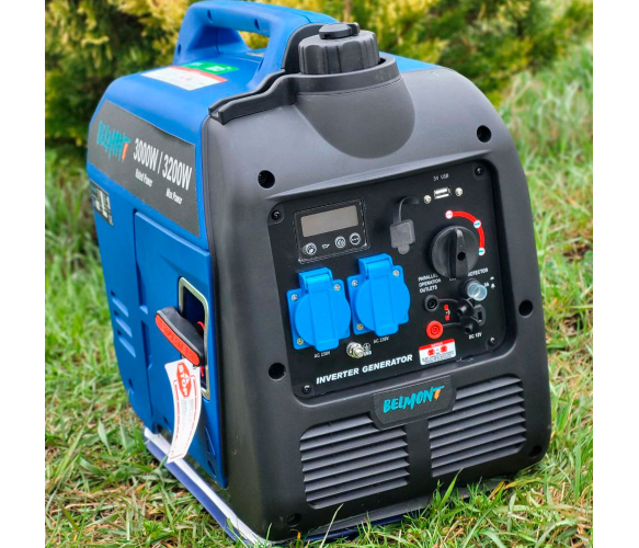 Генератор інверторний БЕНЗИНОВИЙ BELMONT BG3300 (3,3 kW), однофазний, 220V, 50Hz, об'єм бака 4л, ручний запуск