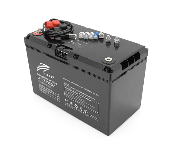 Акумуляторна батарея з bluetooth Ritar LiFePO4 25.6V 50Ah 1280Wh BMS25@8S (330 х 172 х 214 мм), 11kg Q1