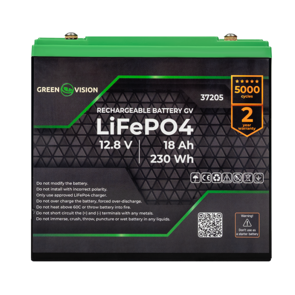 Акумулятор GV LiFePО4 12V (12,8V) - 18 Ah (230Wh)
