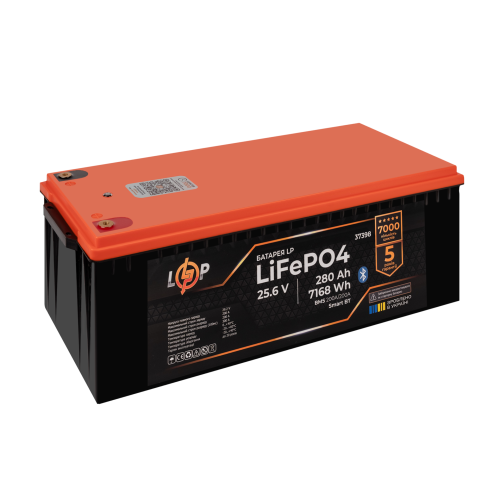 Акумулятор LP LiFePO4 25,6V - 280 Ah (7168Wh) (BMS 200A/200А) пластик Smart BT