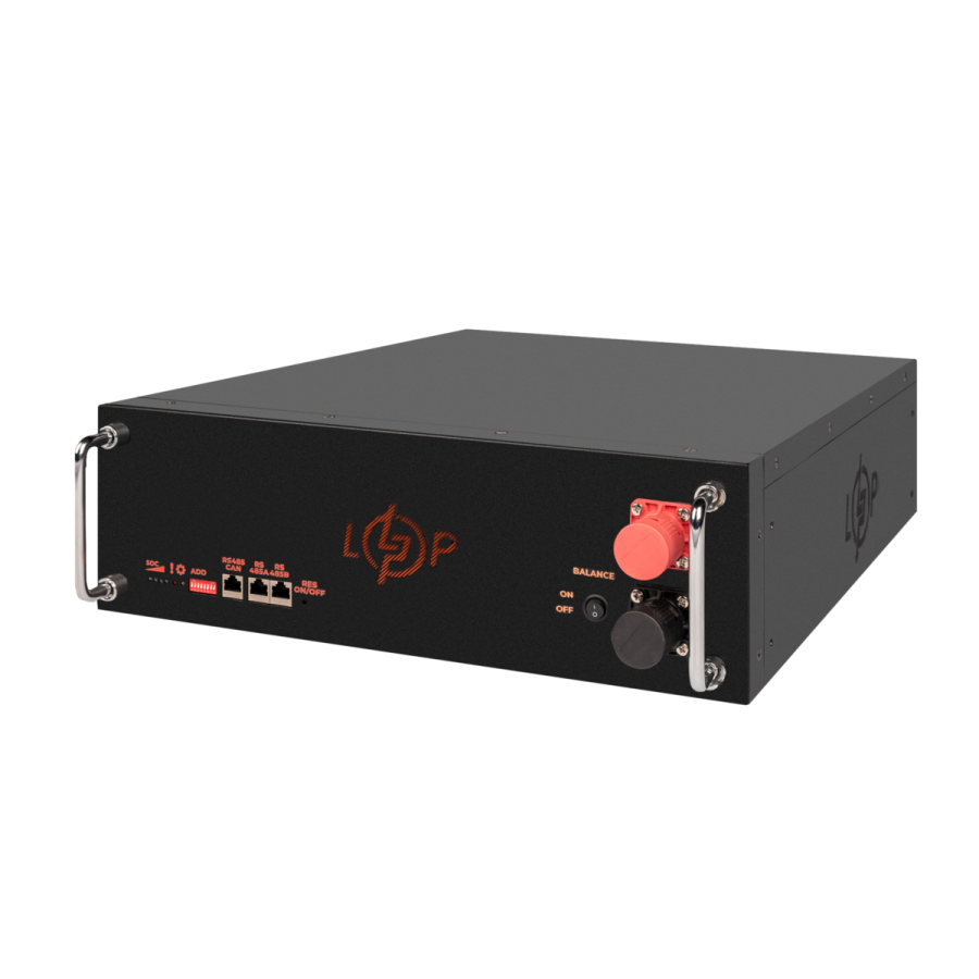 Акумулятор LP LiFePO4 51,2V - 100 Ah (5120Wh) (BMS SP 100A/50А) RM RS485/CAN LCD BL