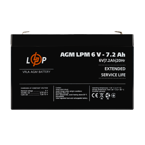 Акумулятор AGM LPM 6V - 7.2 Ah