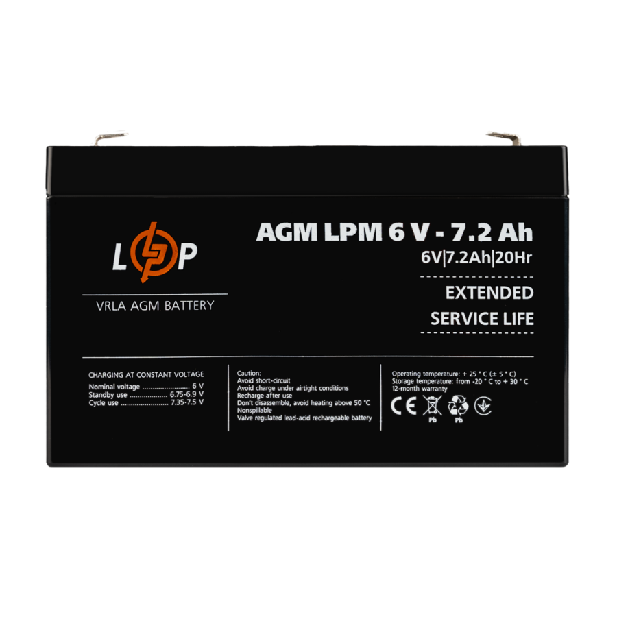 Акумулятор AGM LPM 6V - 7.2 Ah