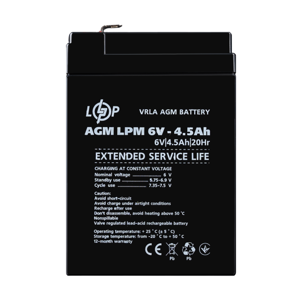 3860 Акумулятор AGM LPM 6V - 4.5 Ah