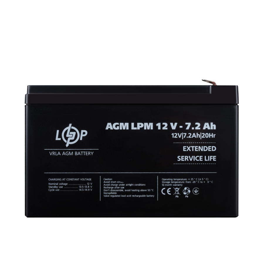 3863 Акумулятор AGM LPM 12V - 7.2 Ah