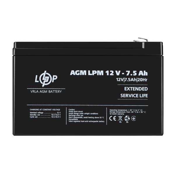 Акумулятор AGM LPM 12V - 7.5 Ah