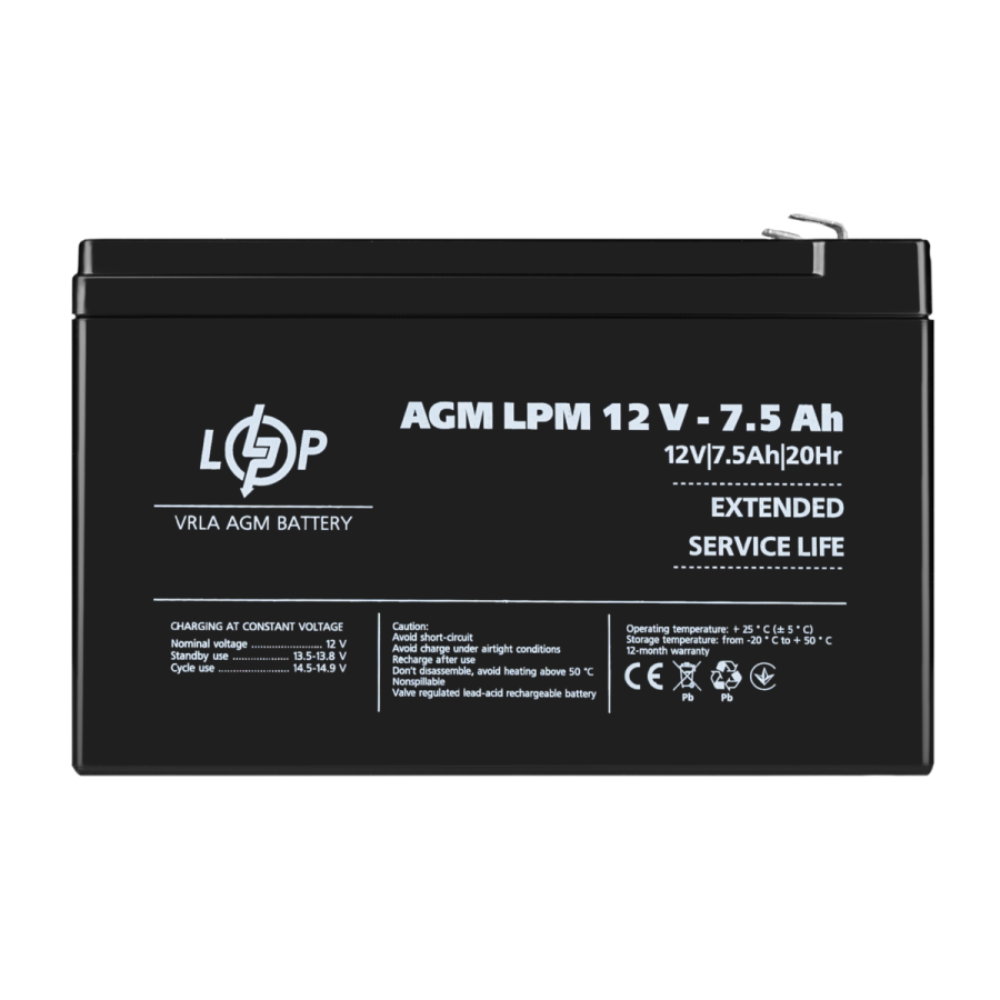 Акумулятор AGM LPM 12V - 7.5 Ah