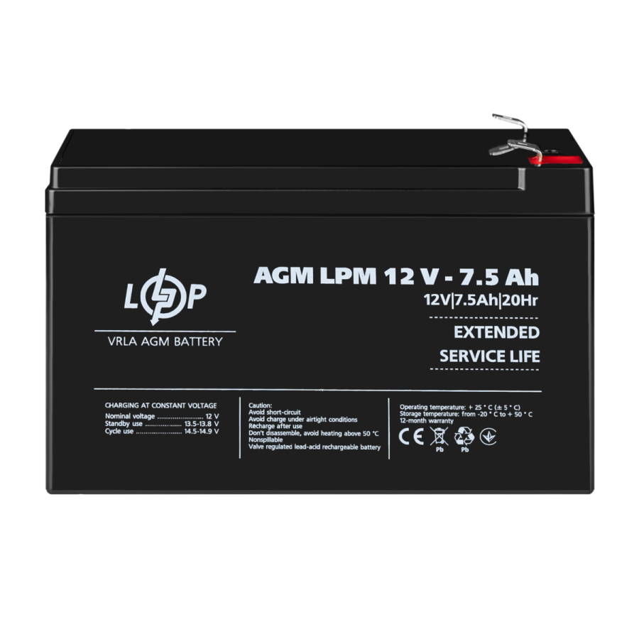 Акумулятор AGM LPM 12V - 7.5 Ah