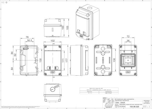 Розподільчий щит IDE 4 модуля IP65 з шинами N і PE 177x102x105 мм (CDN4G/R)