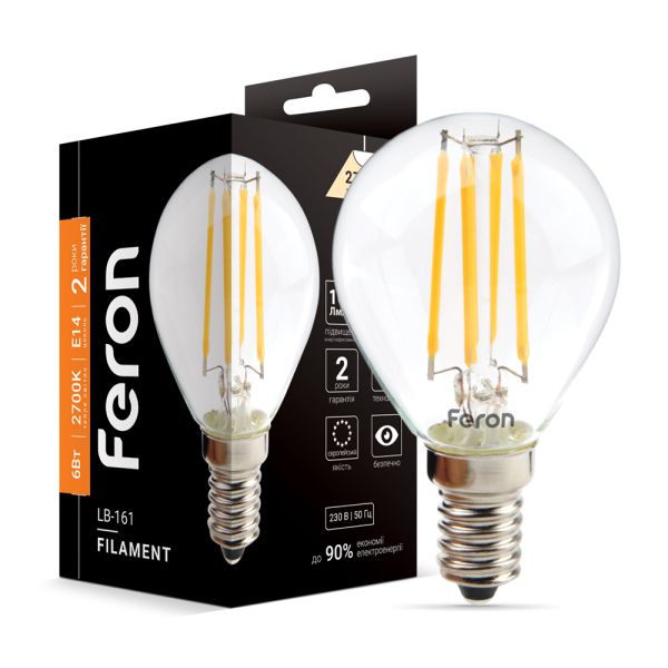 10шт Светодиодная лампа 220В LB-161 6Вт E14 Белый Теплый 2700K Декоративнаяя Filament