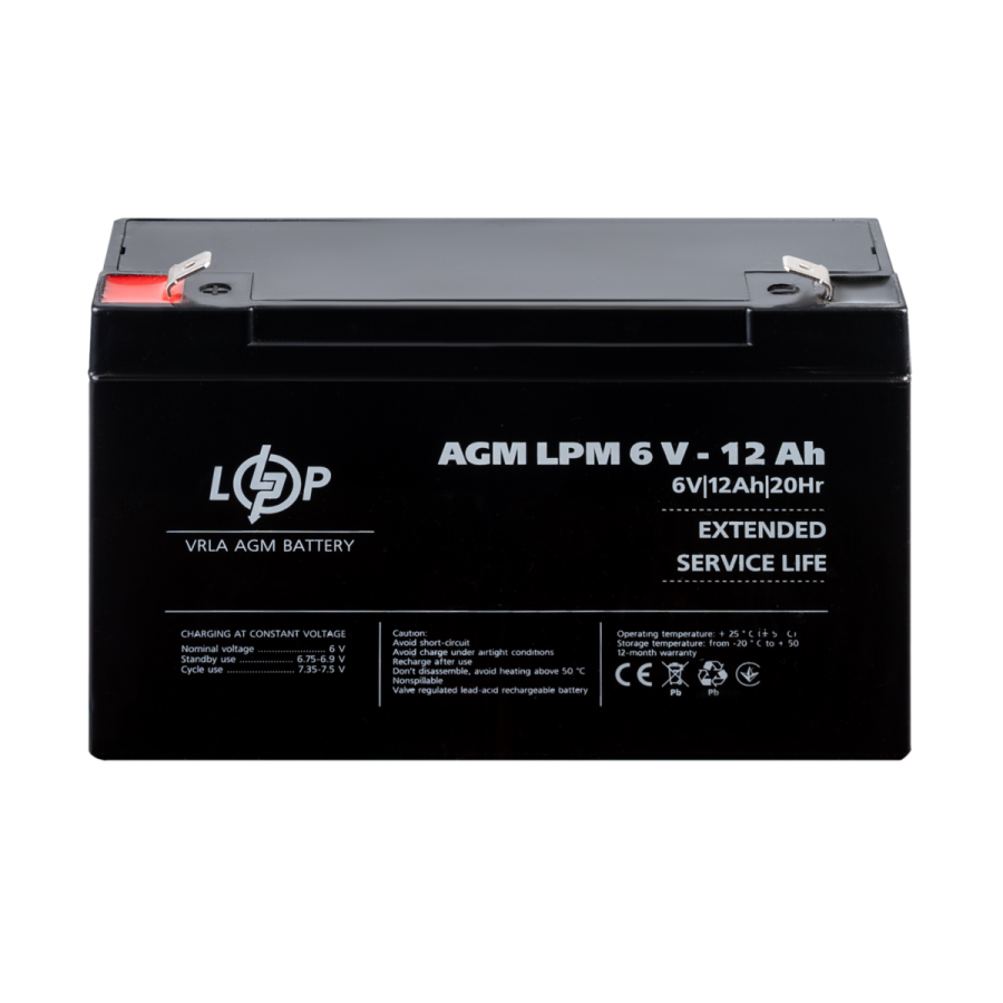 Акумулятор AGM LPM 6V - 12 Ah