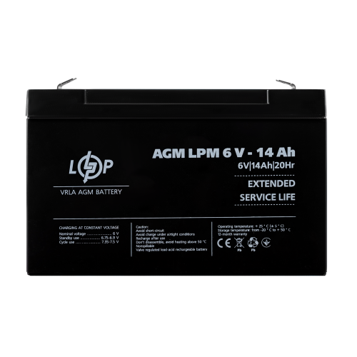 Аккумулятор AGM LPM 6V - 14 Ah