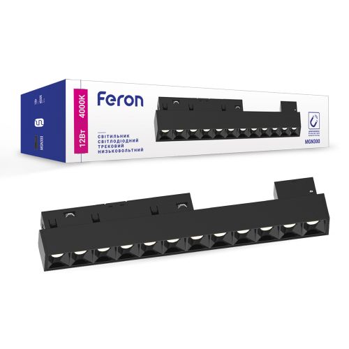 Магнітний Лед світильник в Трек FERON MGN300 12W 4000К чорний