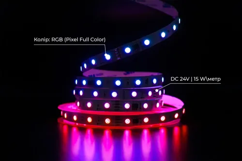 Світлодіодна LED стрічка PROLUM™ 24V; 5050\60; IP20; Series "SMART", RGB (Pixel Full Color)