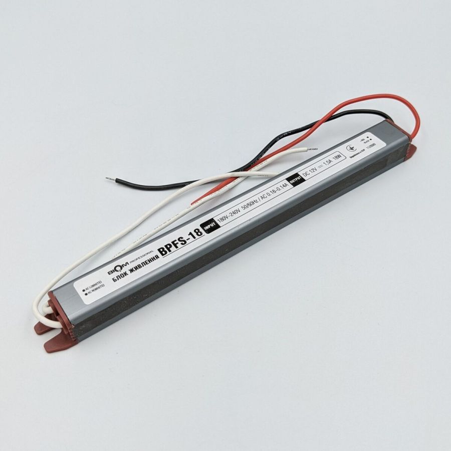 Блок живлення BIOM 12В 18Вт 1.5А IP67 BPFS-18-12 Stick мет. герм.