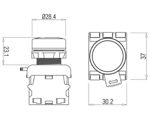 Кнопка без фіксації з підсвічуванням TBLOC синя PSRL-1O 220 (1NO+LED)