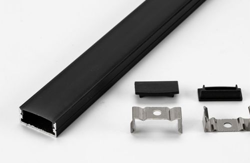 Светодиодный профиль накладной 9.6х23.3мм ALP PXG-204-1 BL C18 Черный по 3м