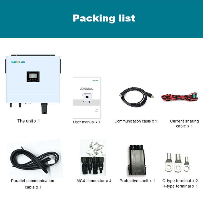 Комплект off-grid інвертор M6000H-48-BP 6 кВт 230В + акумуляторна батарея STR5L-A1 5 кВт Sacolar