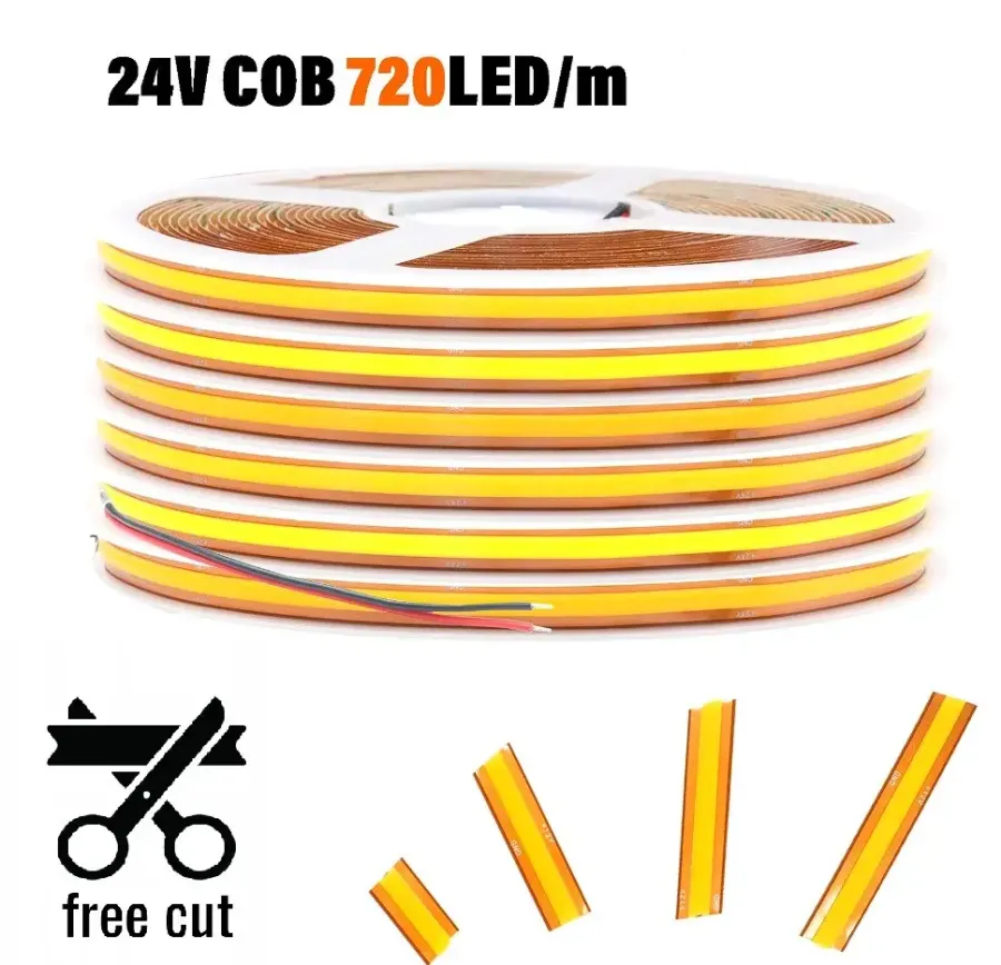 Лед лента LED TECH 24В СОВ-720 8Вт 900Лм FCOB FREE CUT 4000K IP20