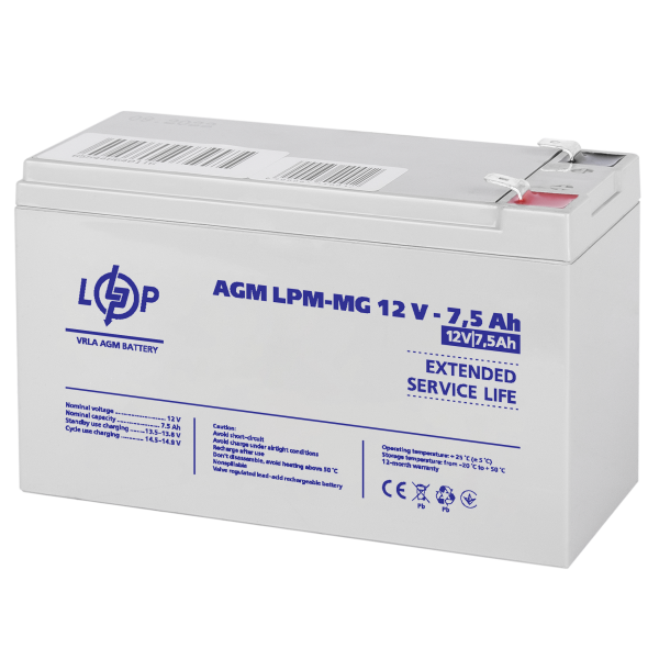 Акумулятор мультигелевий LPM-MG 12V - 7.5 Ah