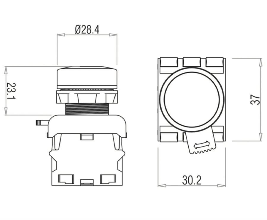 Кнопка без фіксації TBLOC синя PSR-1O (1NO)