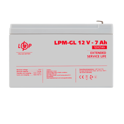 Аккумулятор гелевый LPM-GL 12V - 7 Ah