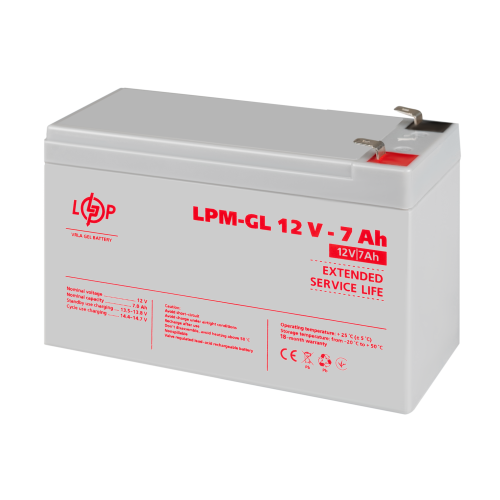 Аккумулятор гелевый LPM-GL 12V - 7 Ah