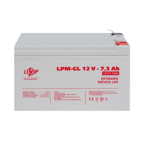Аккумулятор гелевый LPM-GL 12V - 7.5 Ah