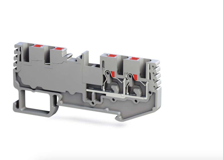 Клема пружинна багатоконтактна TBLOC PFT 2,5 2X2 сіра