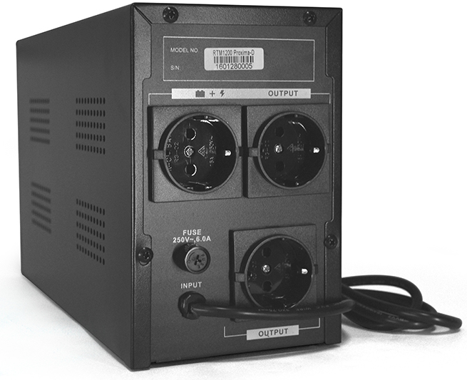 Источник бесперебойного питания (ИБП) Ritar RTM1200 (720W) Proxima-D, LCD, AVR, 3st, 3xSCHUKO socket, 2x12V7.5Ah, metal Case (350х120х190) Q2