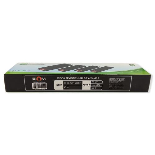 Блок живлення BIOM 24В 400Вт 16,6А IP20 BPX-24-400 Slim мет. перф.