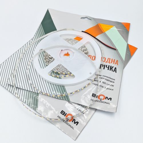 Лед стрічка BIOM 12В 2835-120 9Вт 1100Лм 7000-7500К IP20 BPS-G3-12-5-2835-120-CW 21040