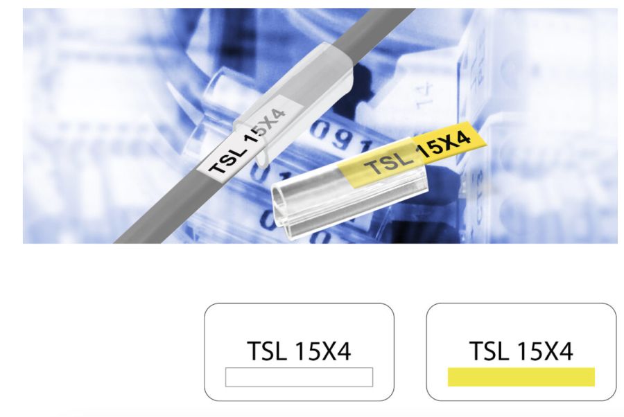 Кабельне маркування для прозорого тримача TBLOC TSL 15x4 біла/жовта