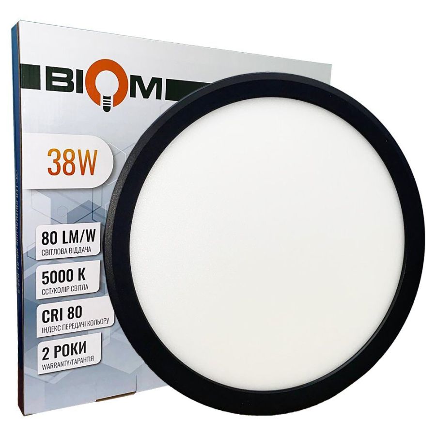Світлодіодний світильник накладний Biom 38W 5000К MD-01-R38-5 круглий матовий