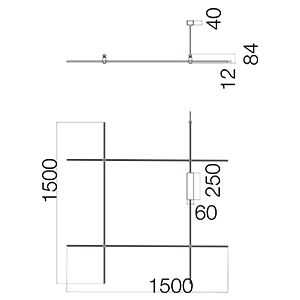 Каркас модульного освітлення SM 8878 Cube base 1500*1500 Black 100W