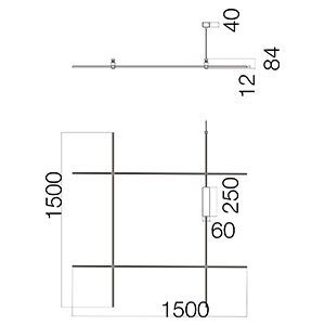 Каркас модульного освітлення SM 8878 Cube base 1500*1500 Black 100W