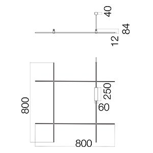 Каркас модульного освітлення SM 8878 Cube base 800*800 Black 100W