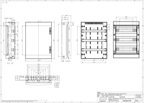 Розподільчий щит IDE 54 модуля IP65 з шинами N і PE 586x418x148 мм (CDN54PT/RR)