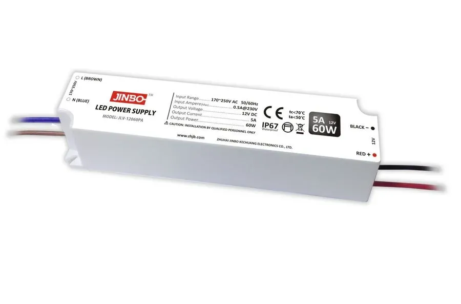 Блок питания 12В 60Вт 5А IP67 JLV-12060PA пластиковый корпус