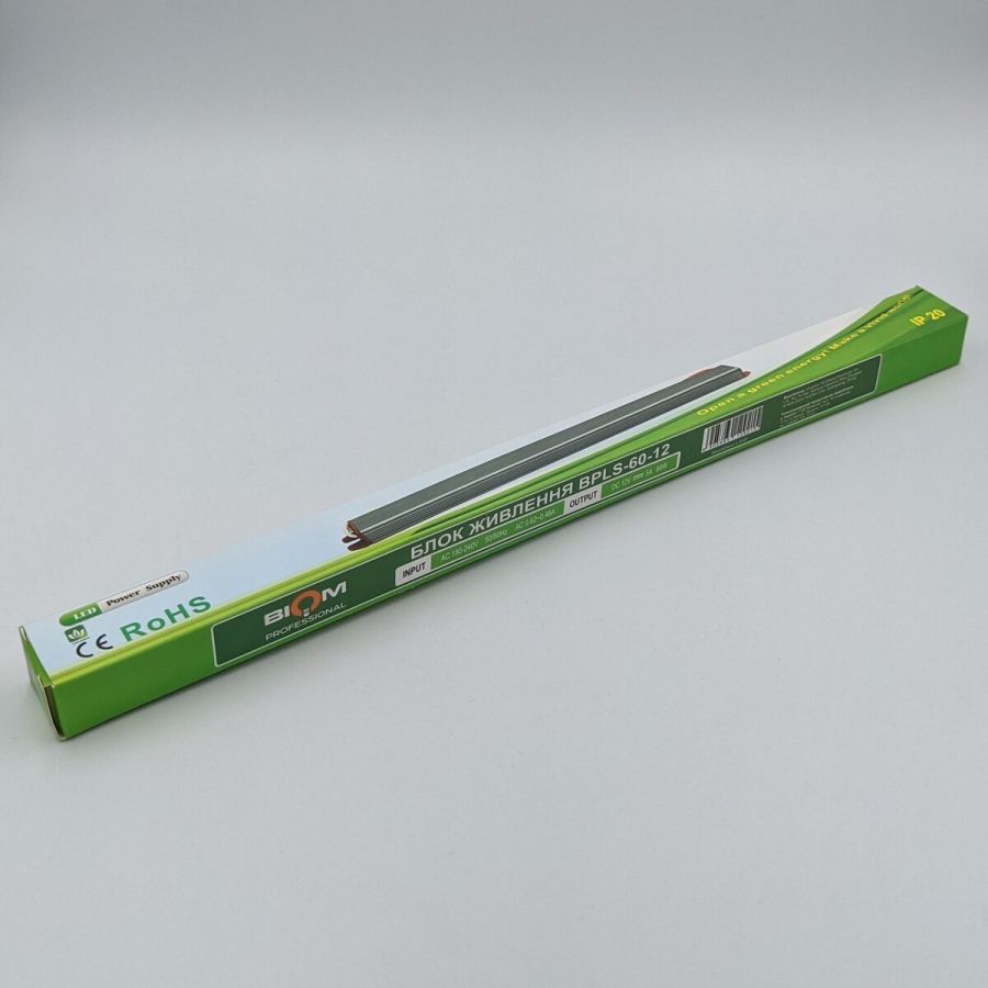 Блок питания 12В 60Вт 5А IP20 BPLS-60-12 Stick металлический корпус