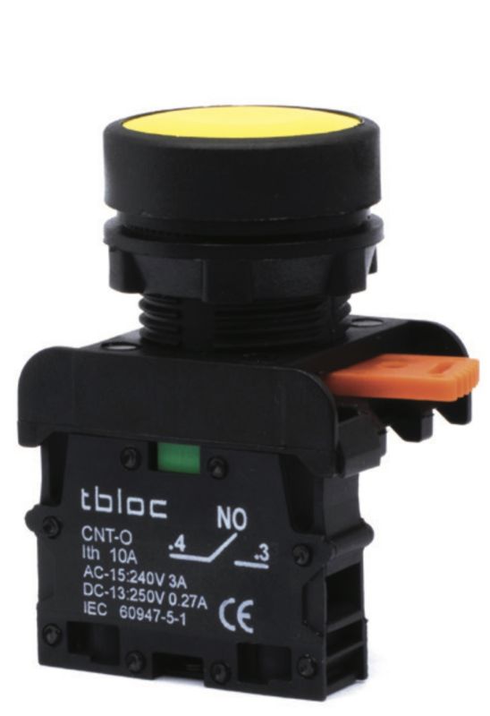 Кнопка без фіксації TBLOC жовта PSR-1C (1NC)
