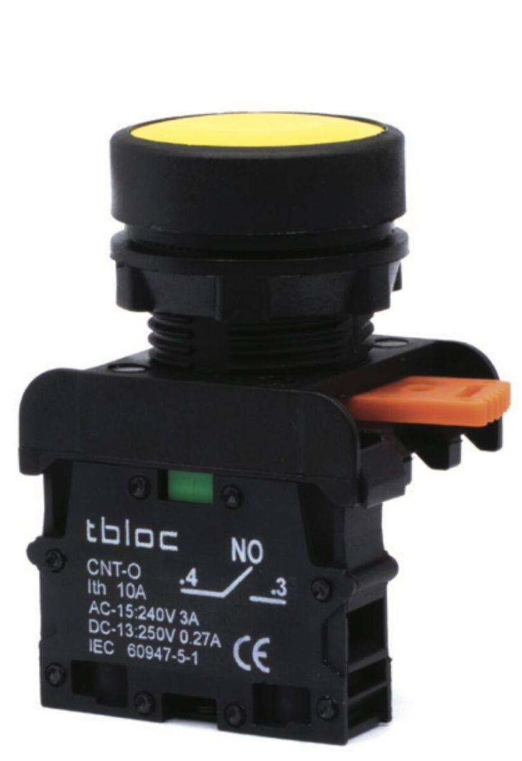 Кнопка без фіксації TBLOC жовта PSR-1C (1NC)
