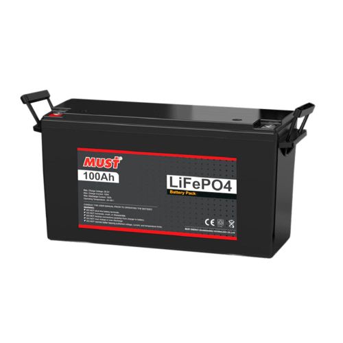АКБ Аккумулятор 12В 1,28 кВт 100Ah LiFePO4 Накопитель энергии Must LP15-12100 12,8V BMS50A@4S 6000Cycles 339x185x218мм 12кг