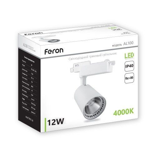 Трековый светильник Feron AL100 12W 4000К IP40 Белый