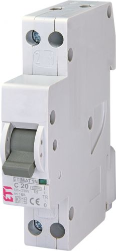 Автом. вимикач 20А С 1P+N (1мод.) 6kA ETIMAT 6 (2191125)
