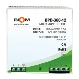 Блок живлення BIOM 12В 360Вт 30A IP20 BPD-360-12 на DIN-рейку